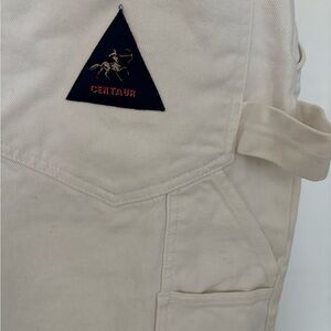 Centaur white Dungaree painter pants with multiple pockets